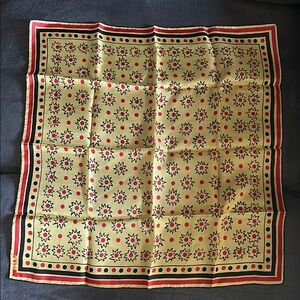 Six vintage silk and one linen pocket squares
